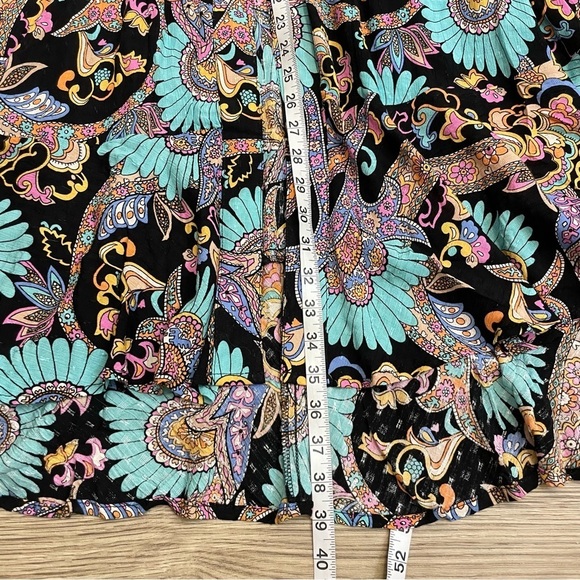 Haute Hippie Black & Blue Bright Floral Print Button Front High Low Maxi Skirt - Picture 10 of 11